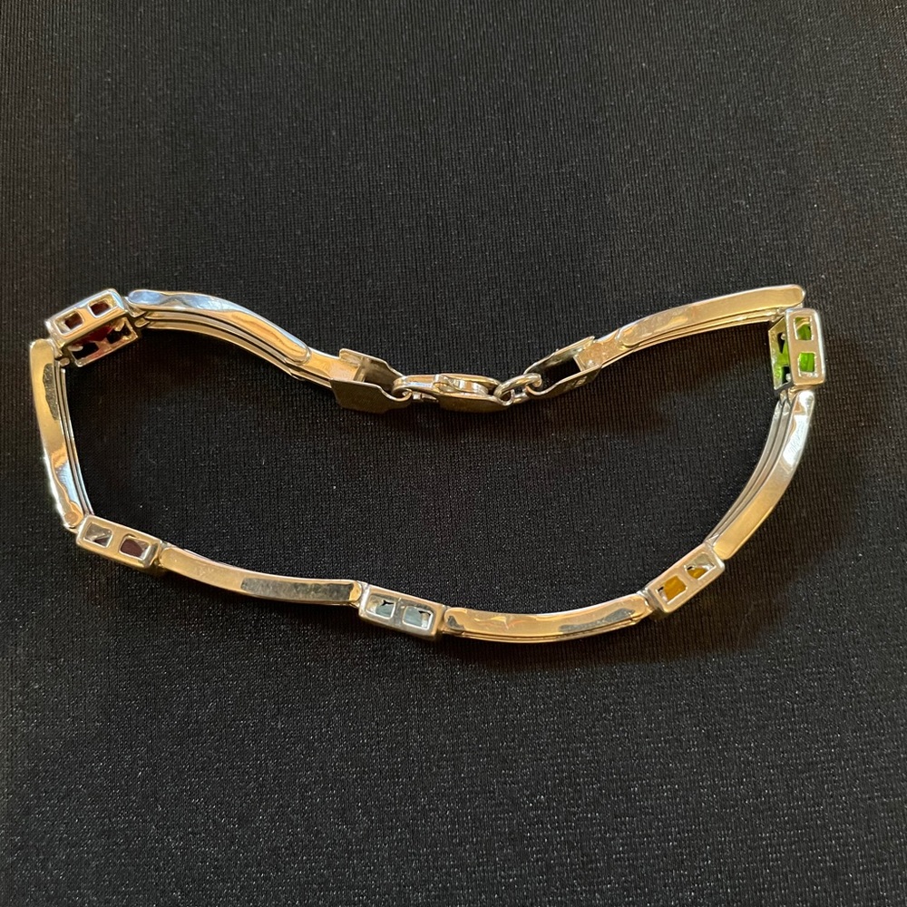 Silver Wave Bar Semi-Precious Jewel Bracelet🖤